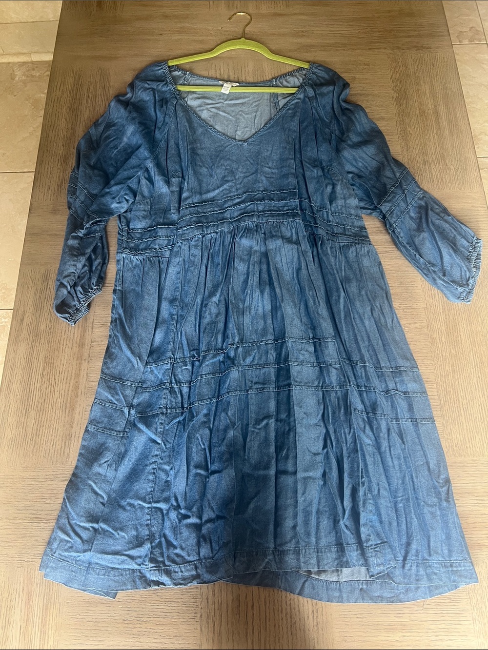 Girls Blue Denim-Style Tiered Dress